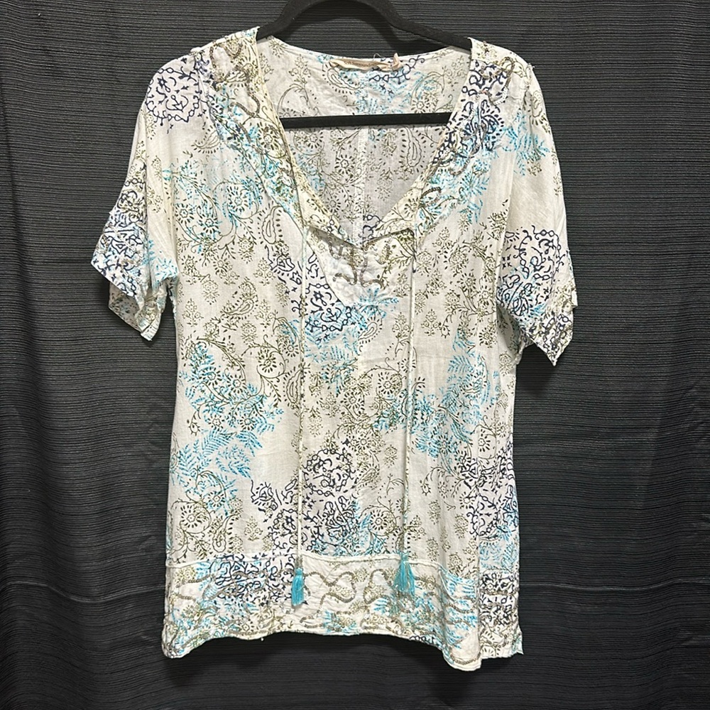 Soft Surroundings Turquoise Sequin Top / Size PS‎ / Box 12-36